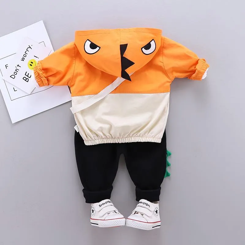 2-piece Cartoon Design Hooded Coat & Pants for Children Boy