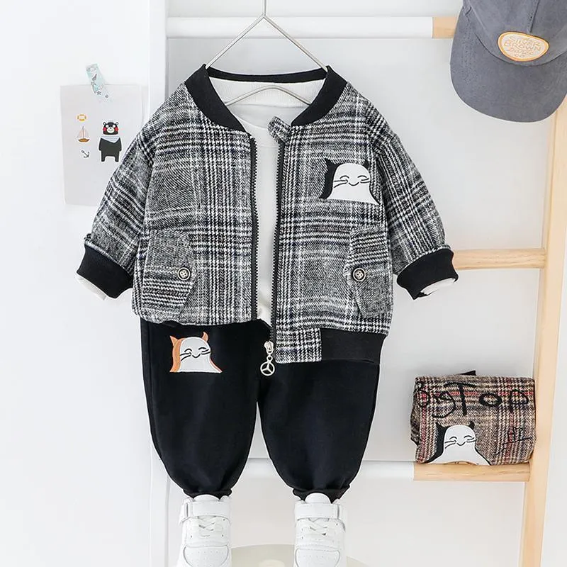 2-piece Cat Pattern Coat & Pants for Children Boy