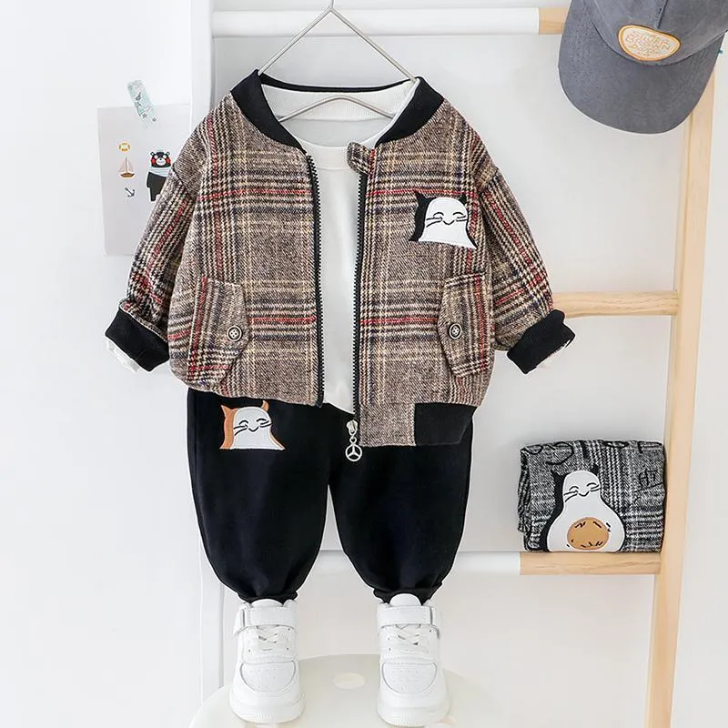 2-piece Cat Pattern Coat & Pants for Children Boy