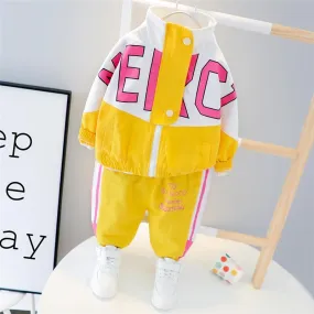 2-piece Letter Pattern Coat & Pants for Children Boy