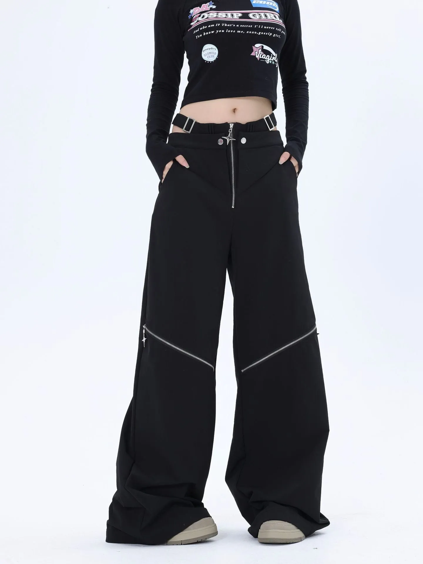 【23s October.】Hollow Zipper Design Trousers