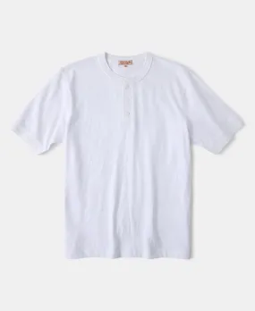 9.3 oz Cotton Tubular Henley T-Shirt - White