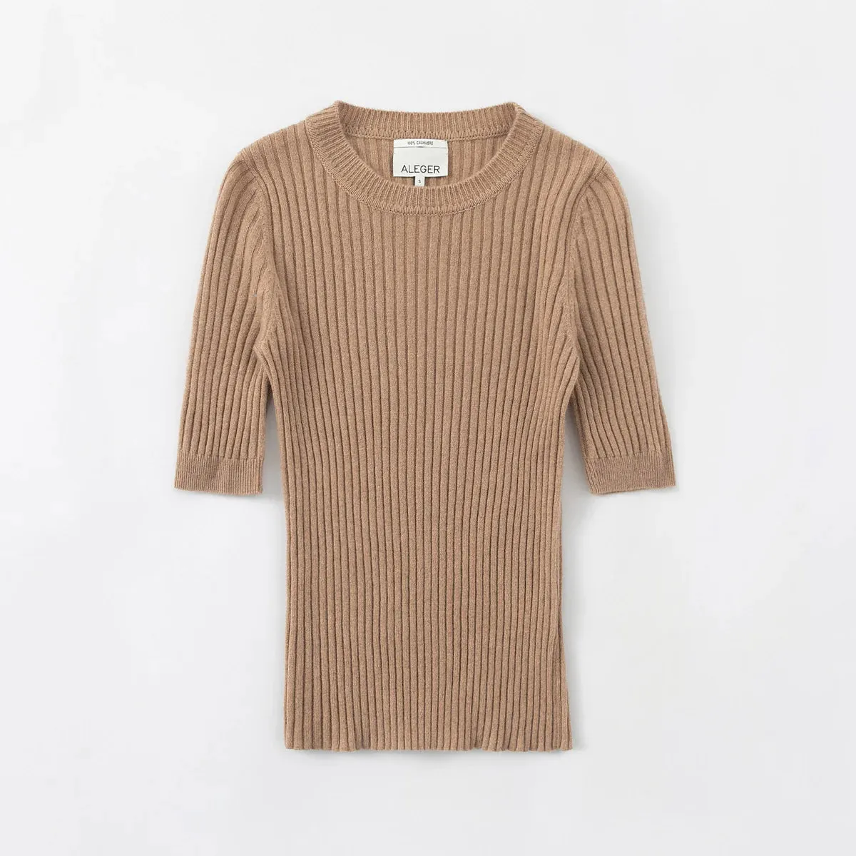 Aleger Cashmere Short Sleeve Tee in Tan