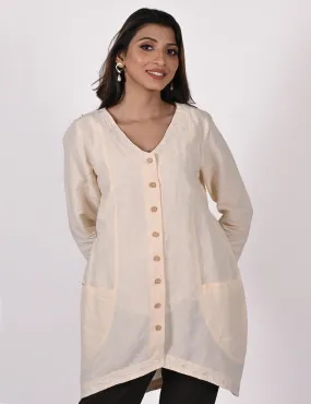 ANITA Linen-Cotton Hand Embroidered Tunic Dress: Made to Order/Customizable