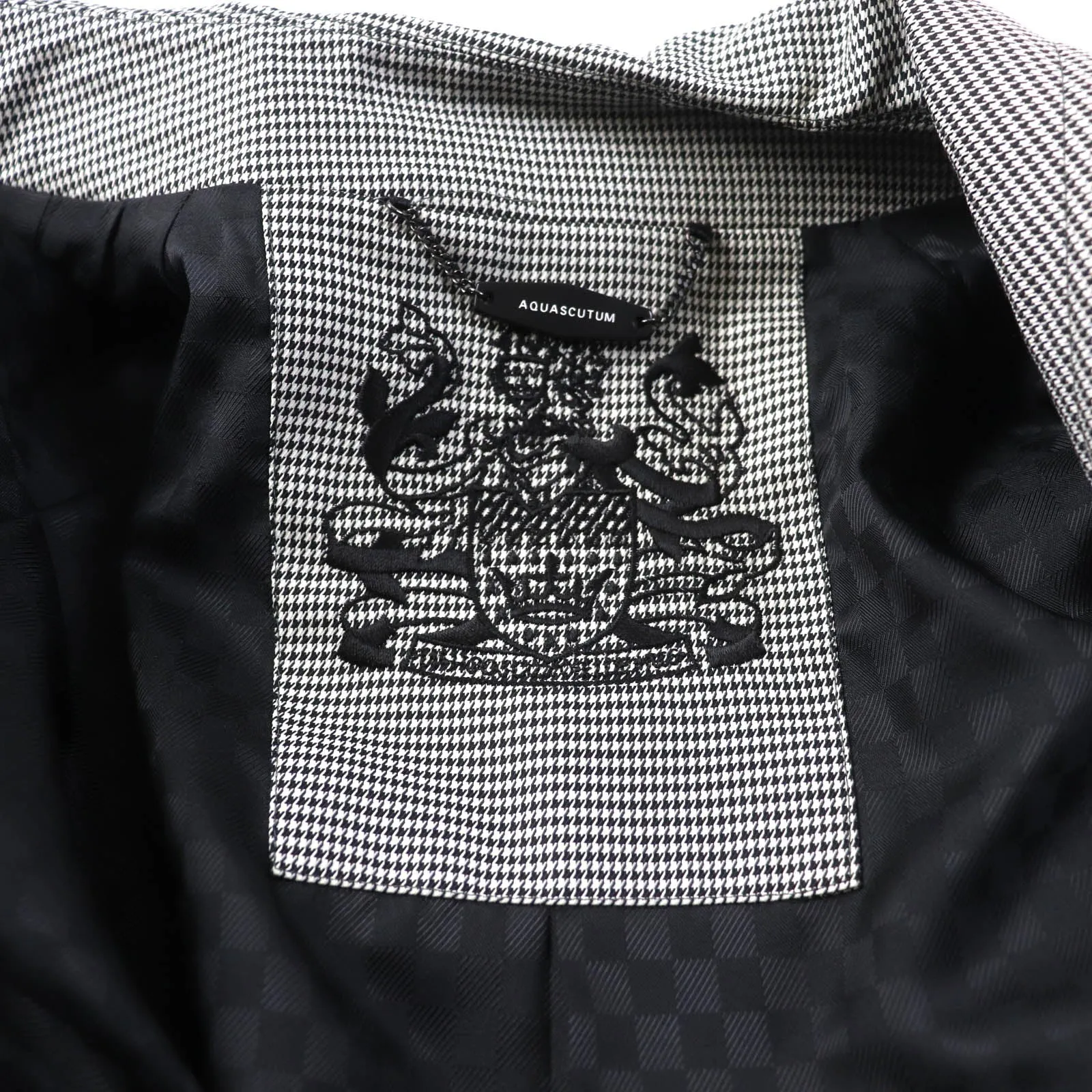 Aquascutum Houndstooth Trench Coat Black Grey