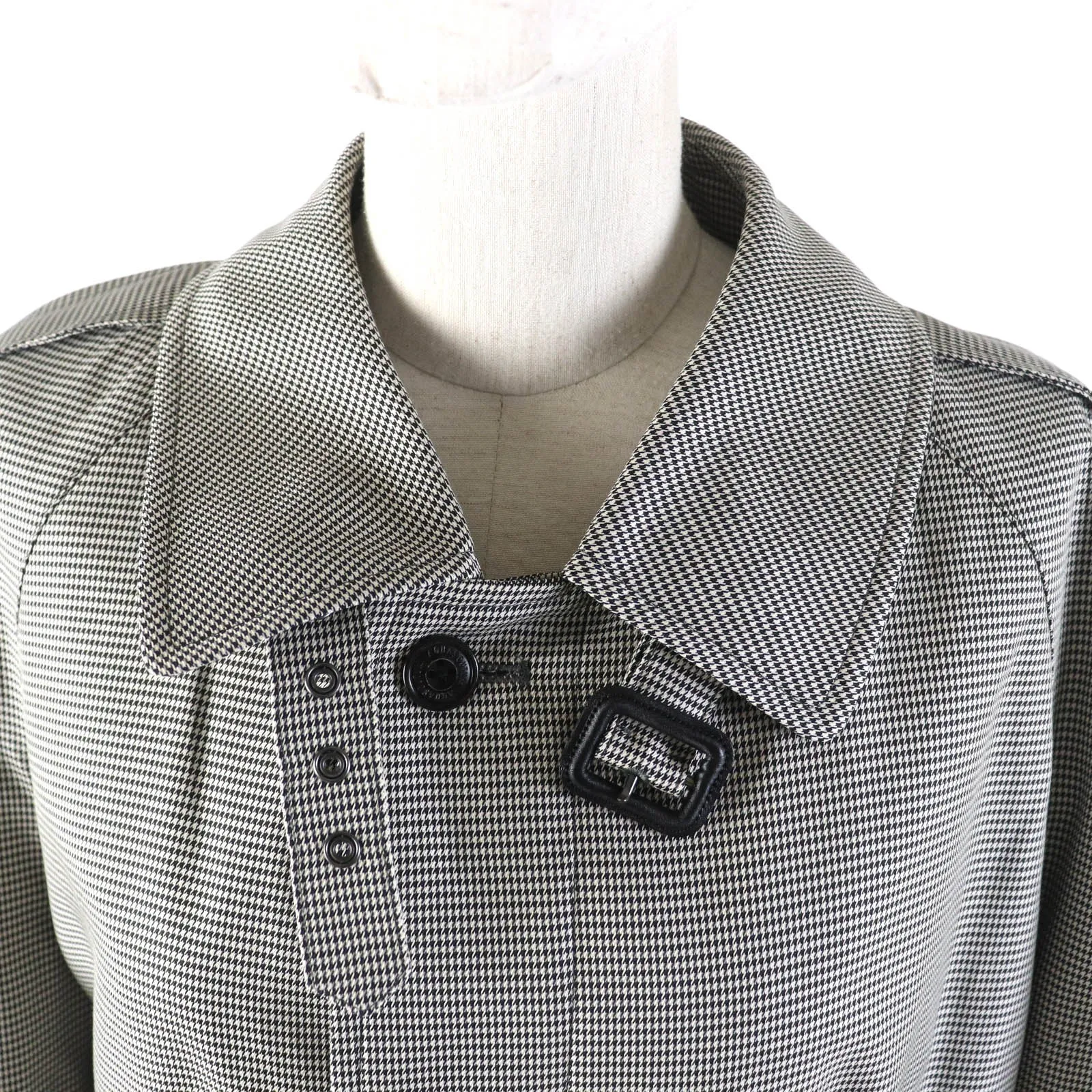 Aquascutum Houndstooth Trench Coat Black Grey