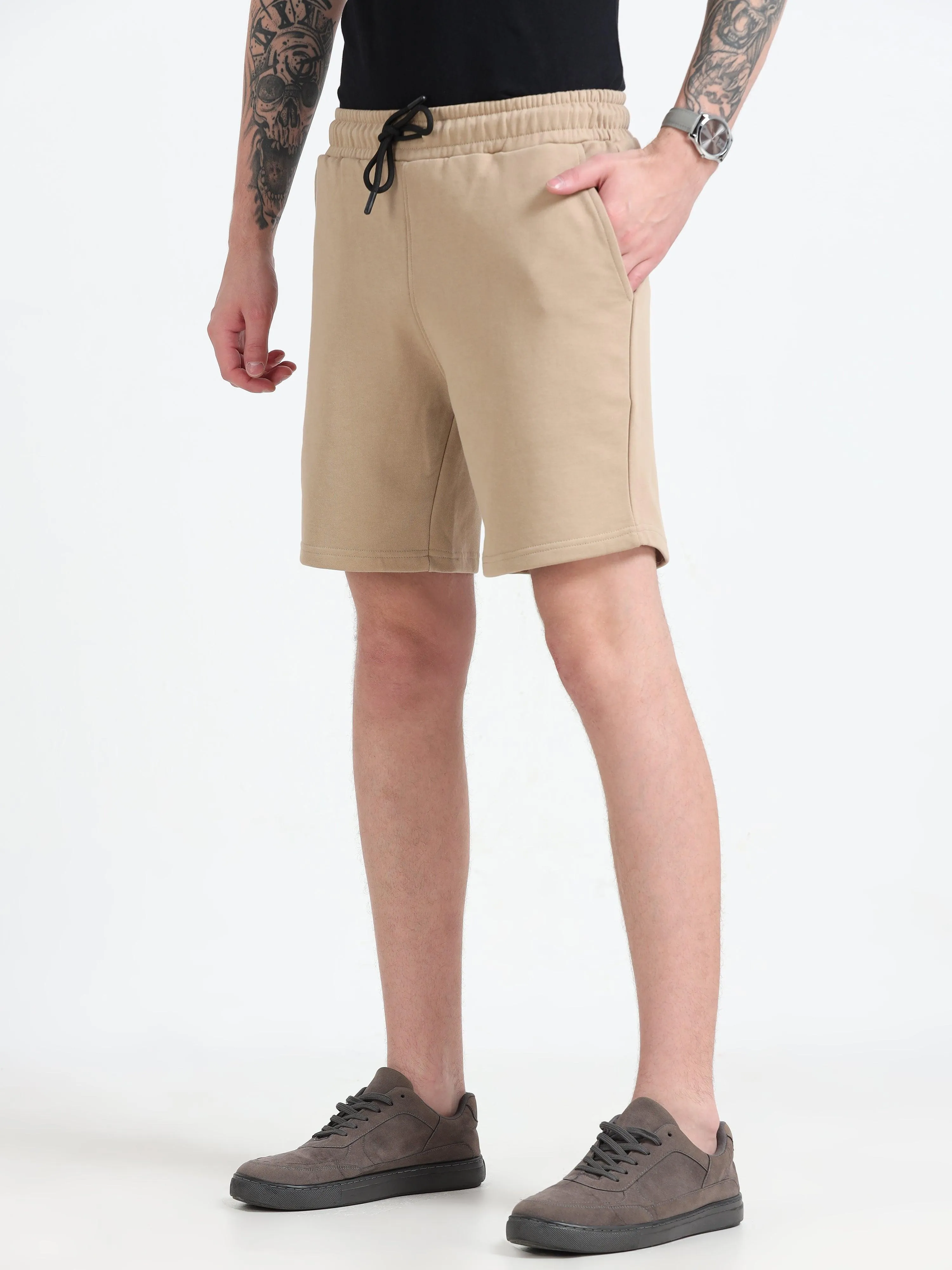 Asheran - Plain Cotton Shorts - Khaki