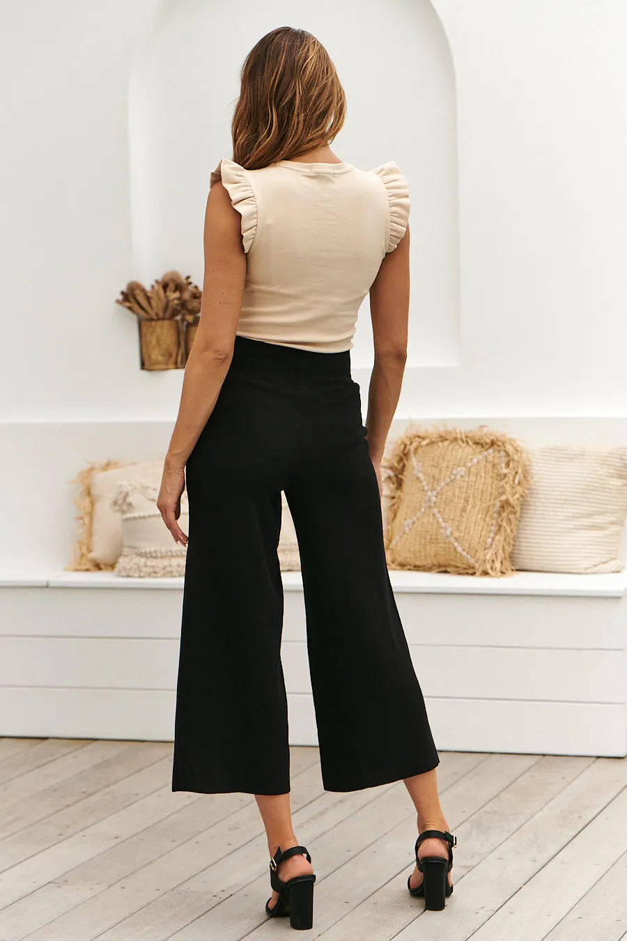 Avril Tie Front Black Culottes