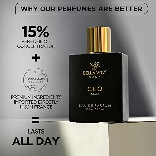 Bella Vita Luxury CEO MAN Eau De Parfum Perfume for Men with Lemon, Lavender, Tonka & Agarwood|Woody & Spicy Long Lasting EDP Fragrance Scent, 100 Ml