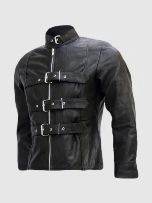 Belted Leather Trench Jacket