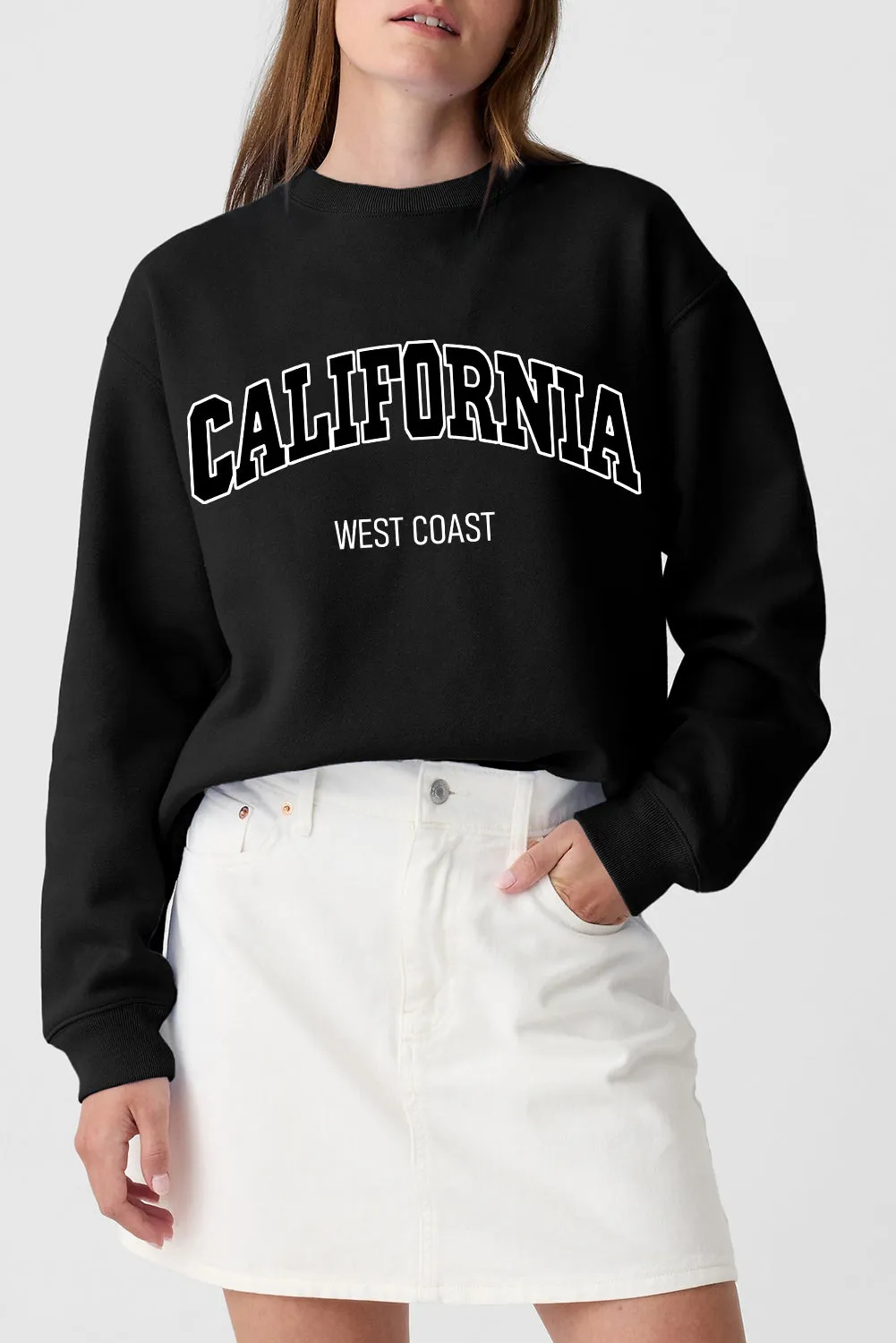 Black CALIFORNIA WEST COAST Drop Shoulder Graphic Sweatshirt