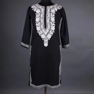 Black Floral White Ari Embroidered Kurti