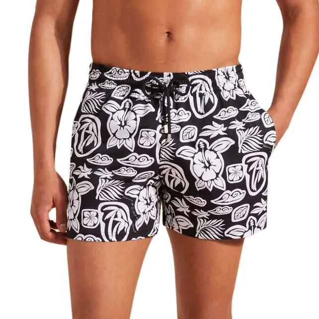 Black 'Tahiti Turtles' Moorise Swim Trunks