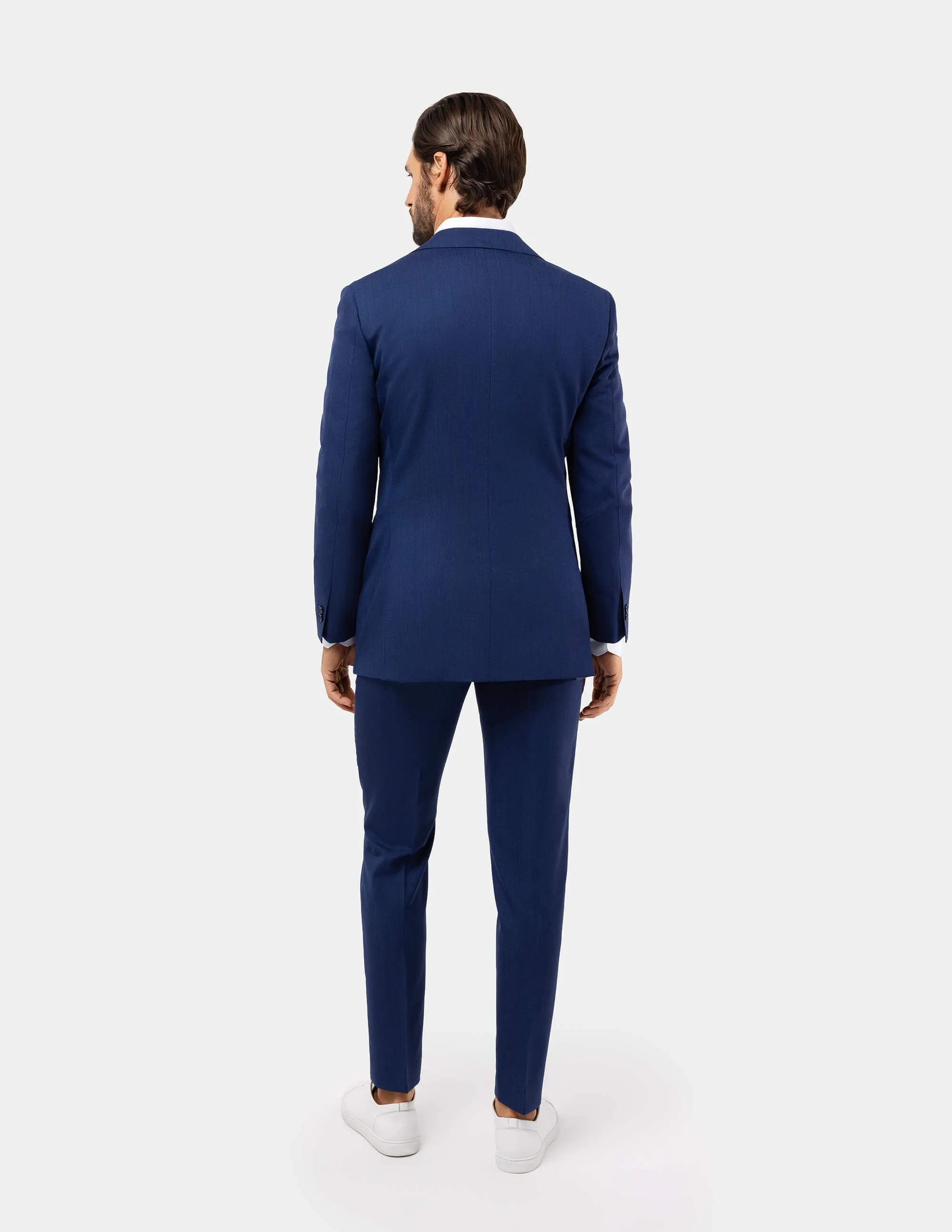 Blue Wool Single Breasted Suit