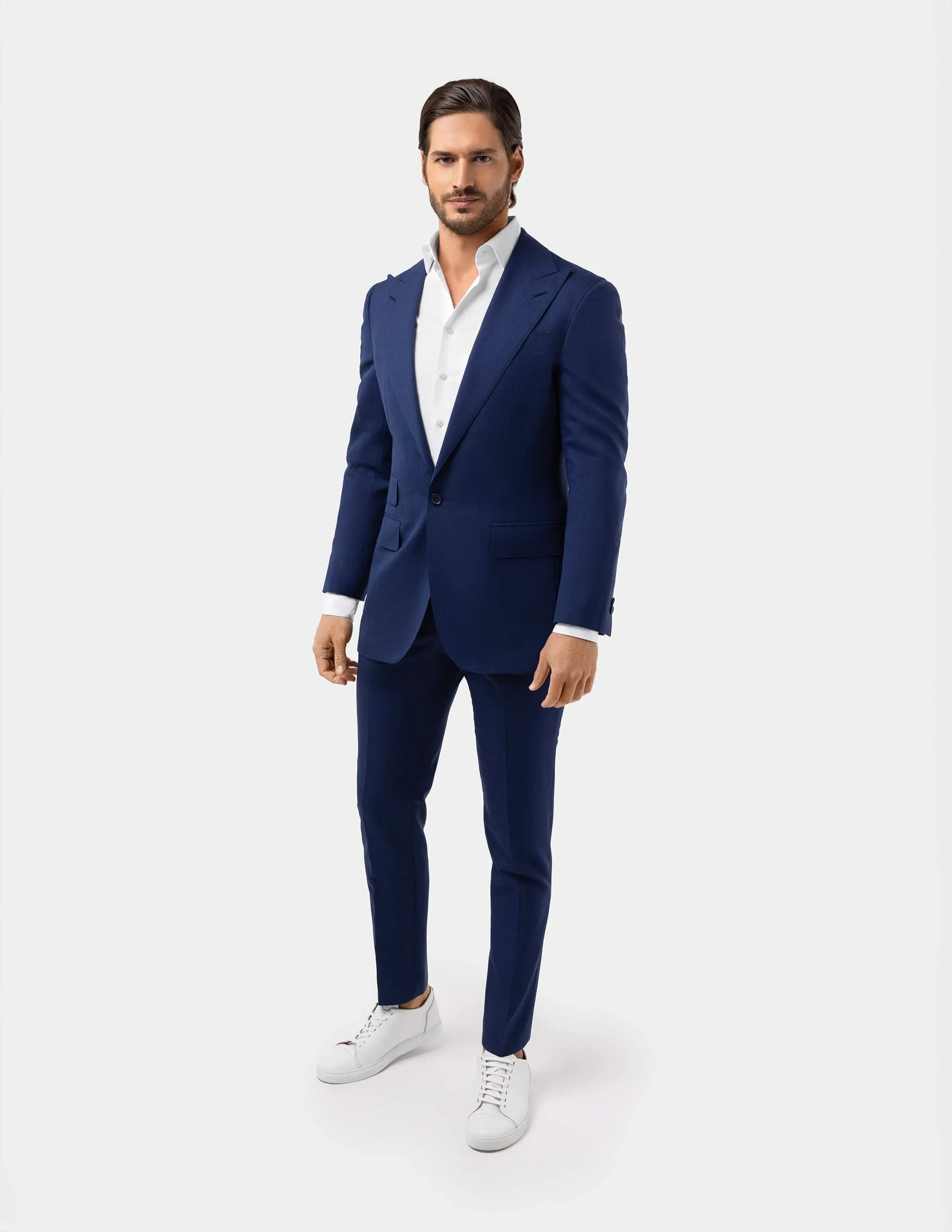 Blue Wool Single Breasted Suit