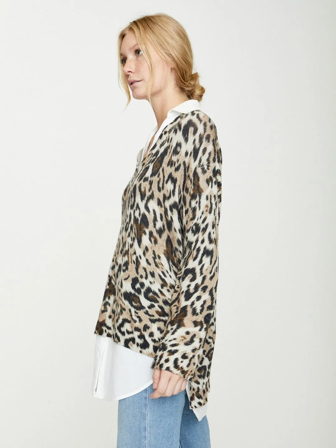 Brochu Walker - Printed Layered V-Neck in Leopard Combo