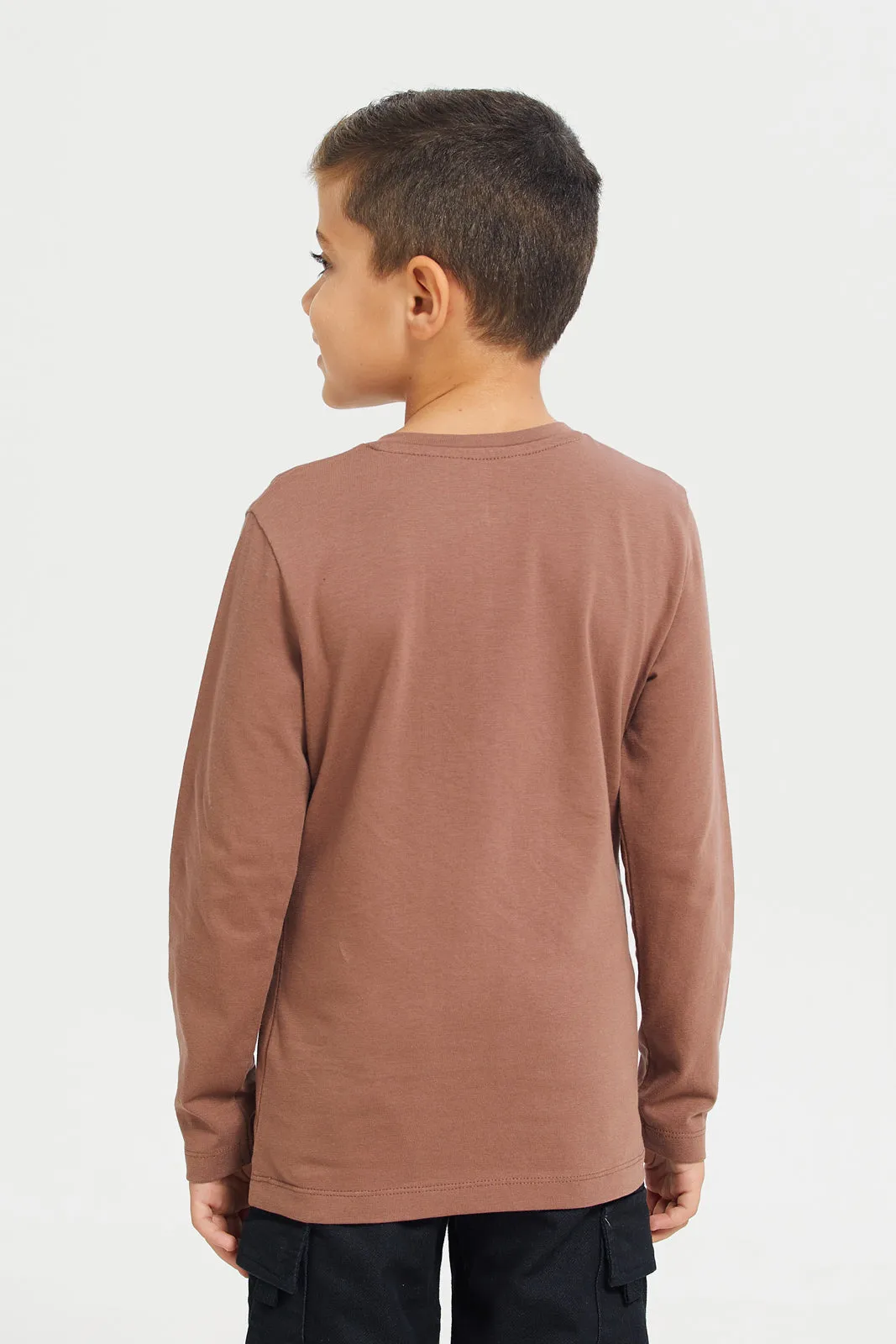 Brown Long Sleeve Henley T-Shirt