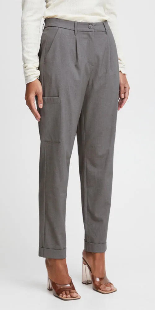 B.Young Cargo Trousers, heathered grey