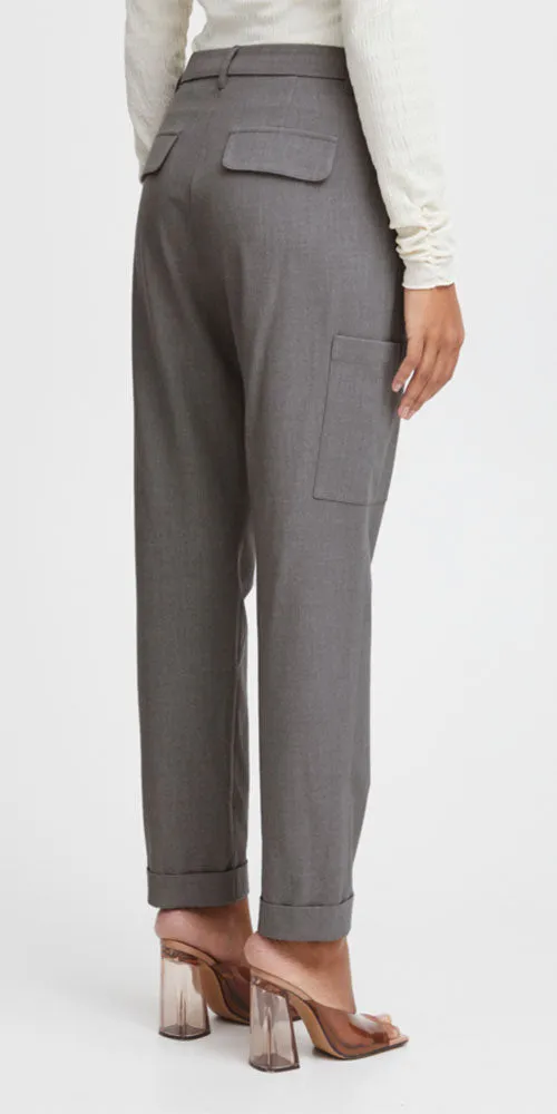 B.Young Cargo Trousers, heathered grey