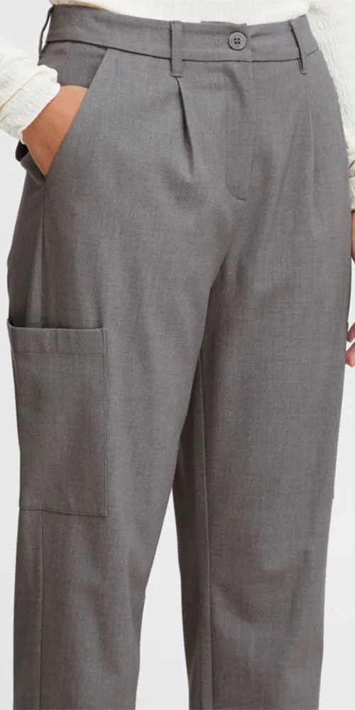 B.Young Cargo Trousers, heathered grey