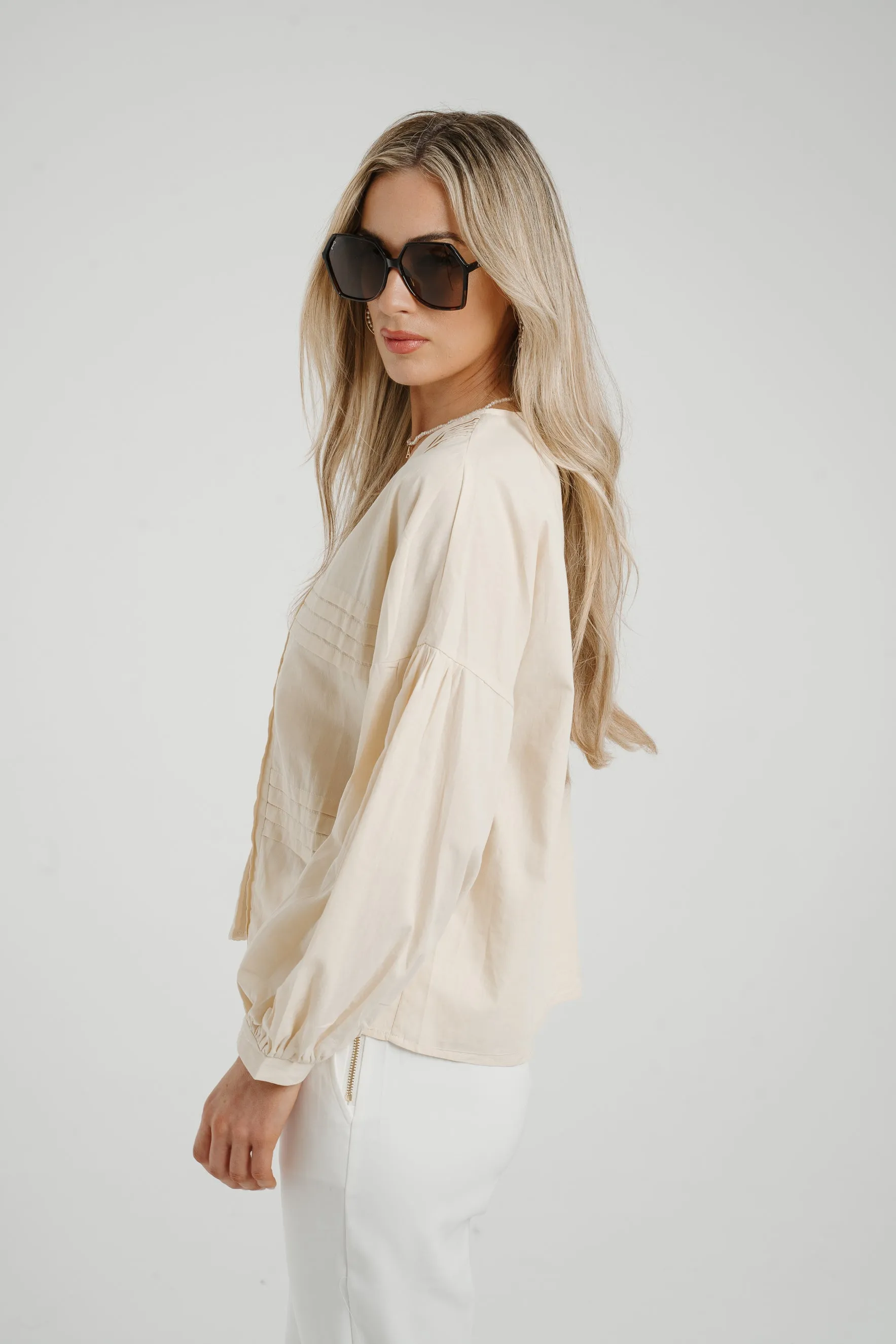 Caitlyn Puff Sleeve Blouse In Neutral