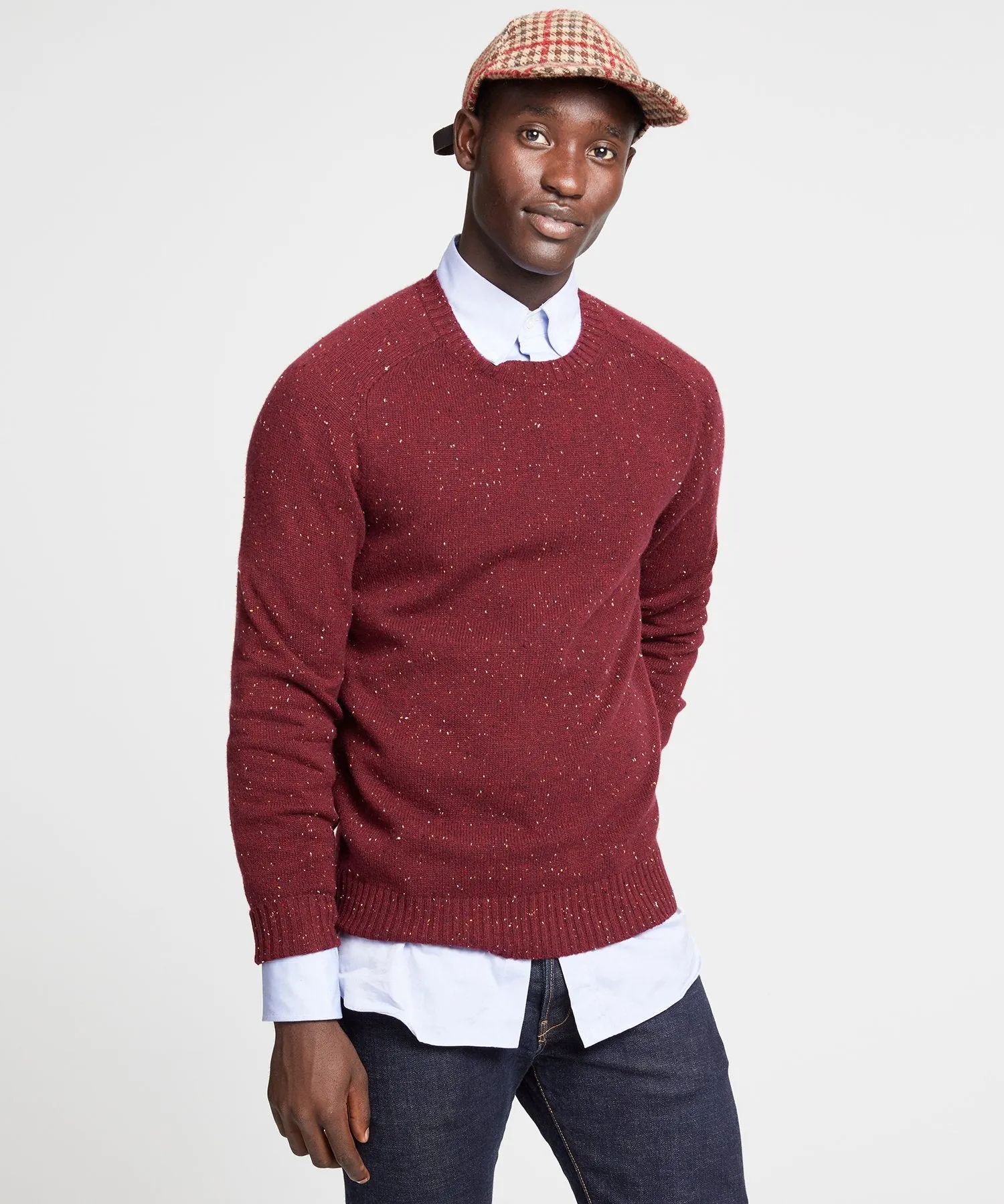 Cashmere Donegal Crew in Merlot