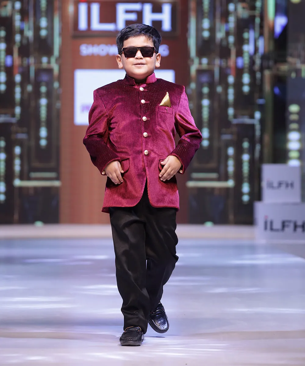 Celebrity Style Maroon Jodhpuri Suit Set for Boys