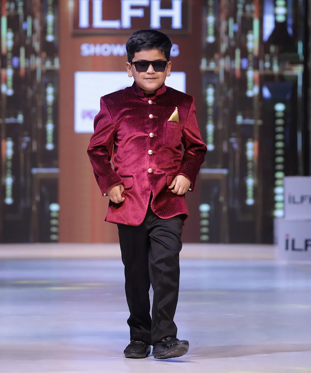 Celebrity Style Maroon Jodhpuri Suit Set for Boys