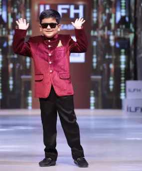 Celebrity Style Maroon Jodhpuri Suit Set for Boys