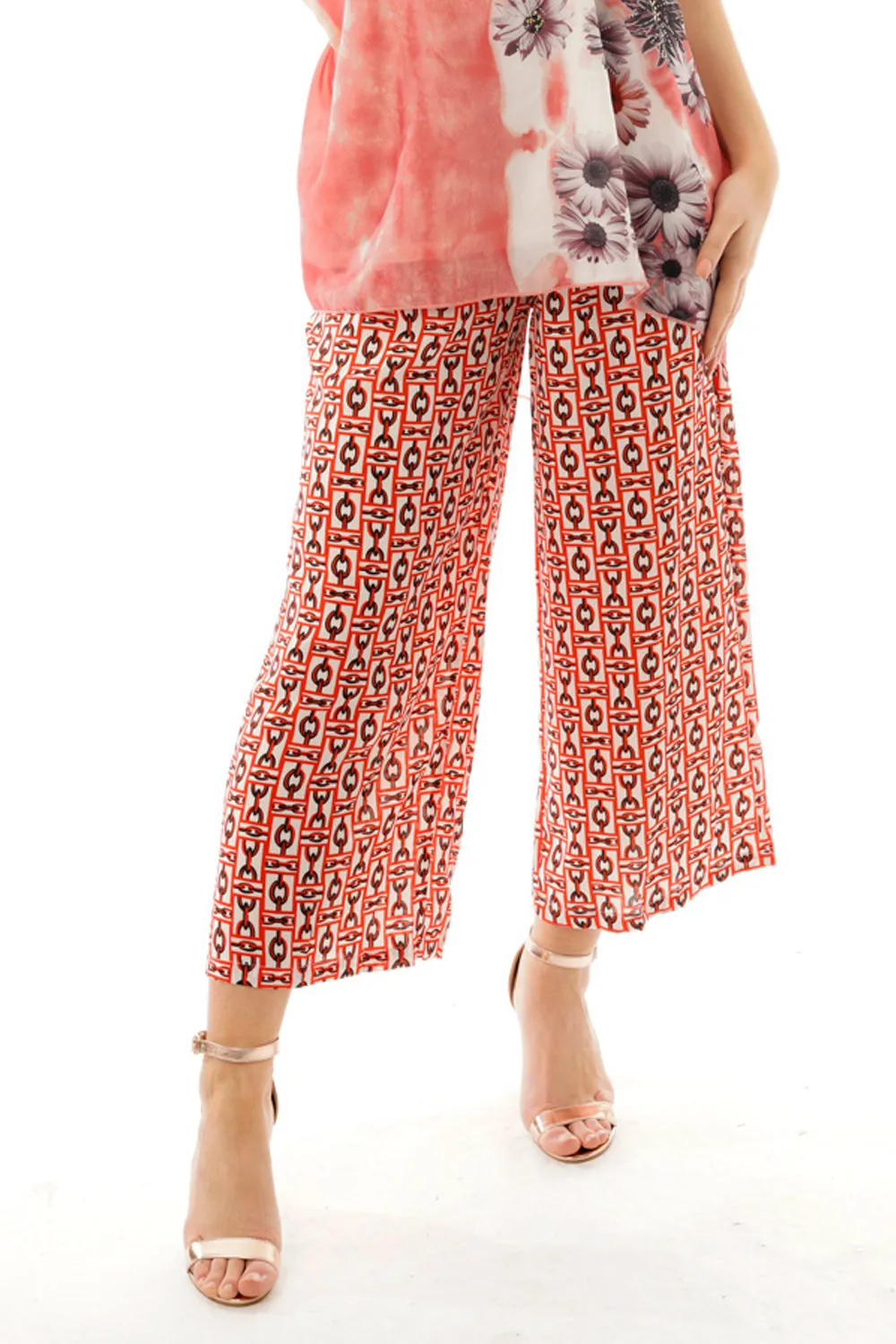 Chain Print High Waist Culotte Trouser