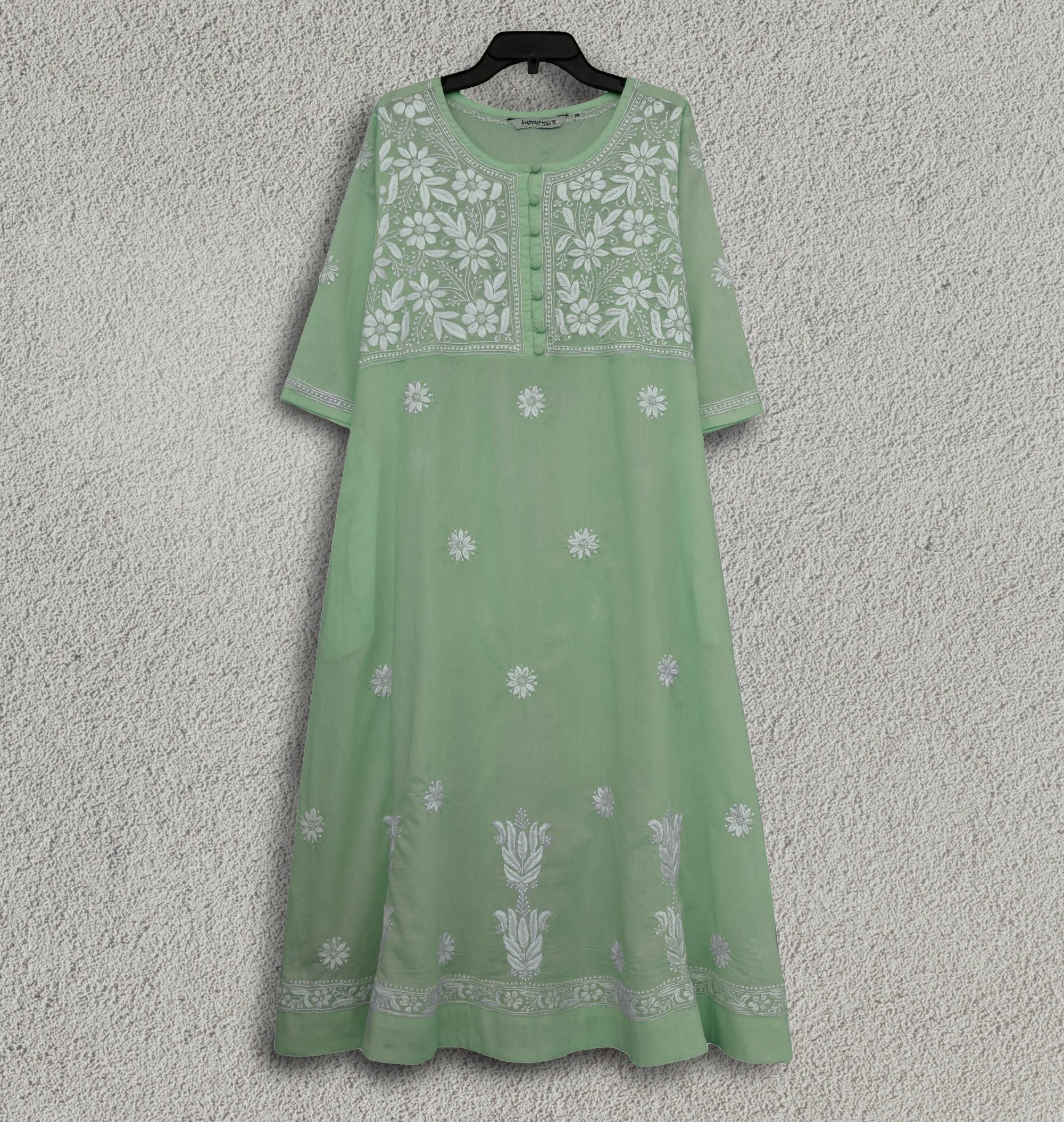 CHANDANI Pure Cotton Hand Embroidered A Line Tunic Dress Kurta: Made to Order/Customizable