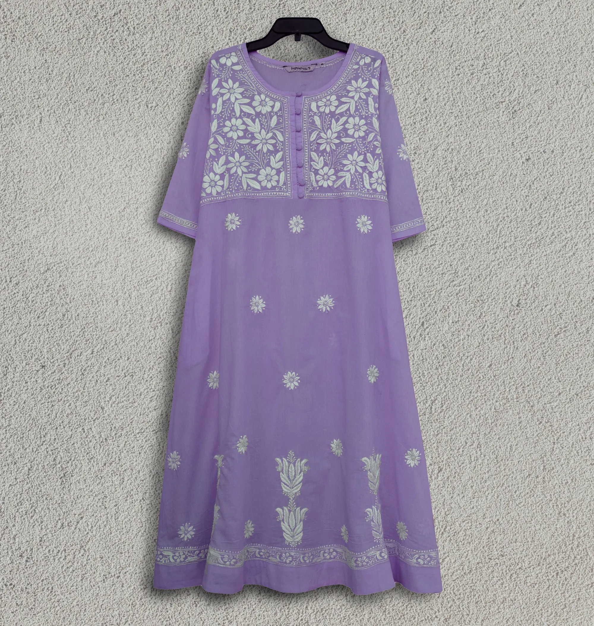 CHANDANI Pure Cotton Hand Embroidered A Line Tunic Dress Kurta: Made to Order/Customizable