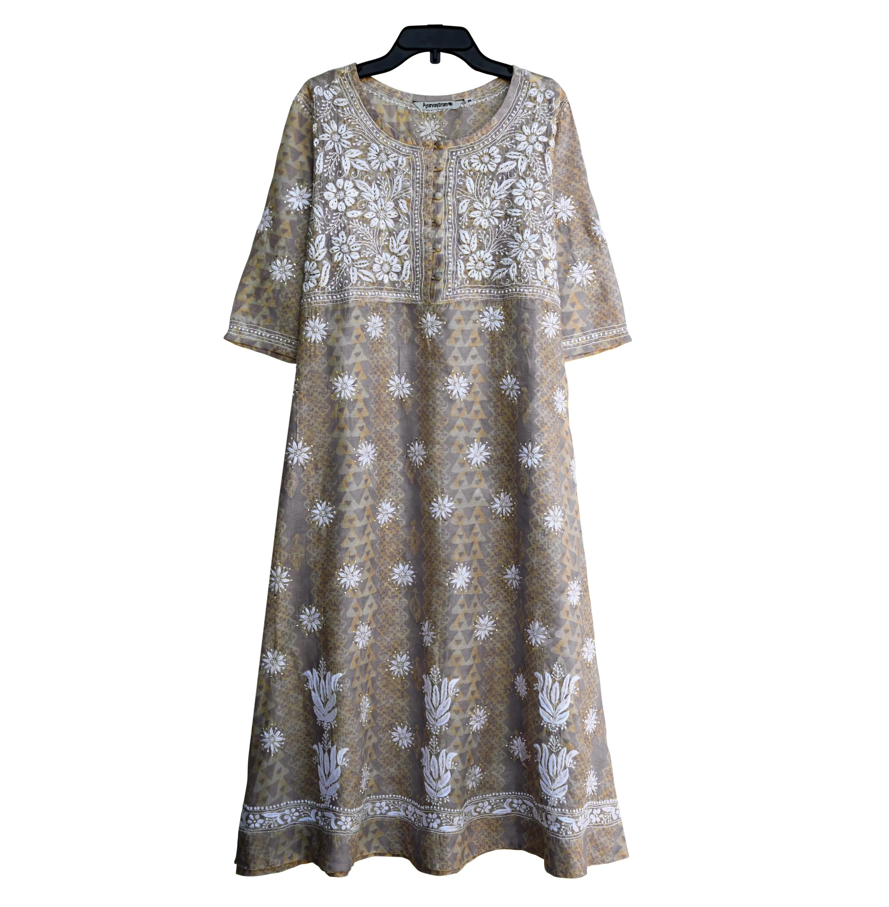 CHANDRIKA Chanderi Silk Hand Embroidered A Line Tunic Dress Kurta: Made to Order/Customizable