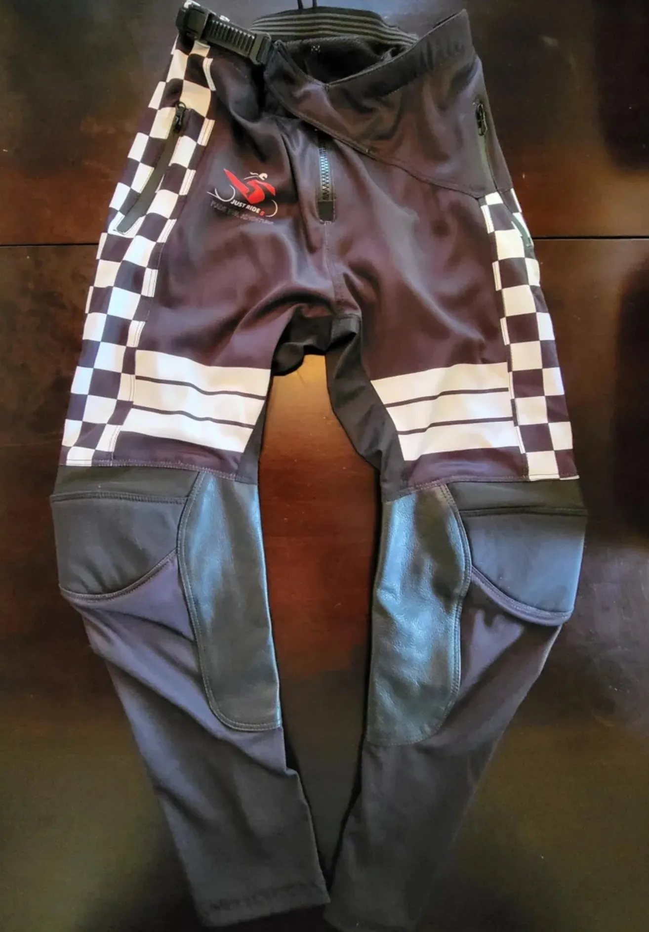 Checkered Moto Pants White