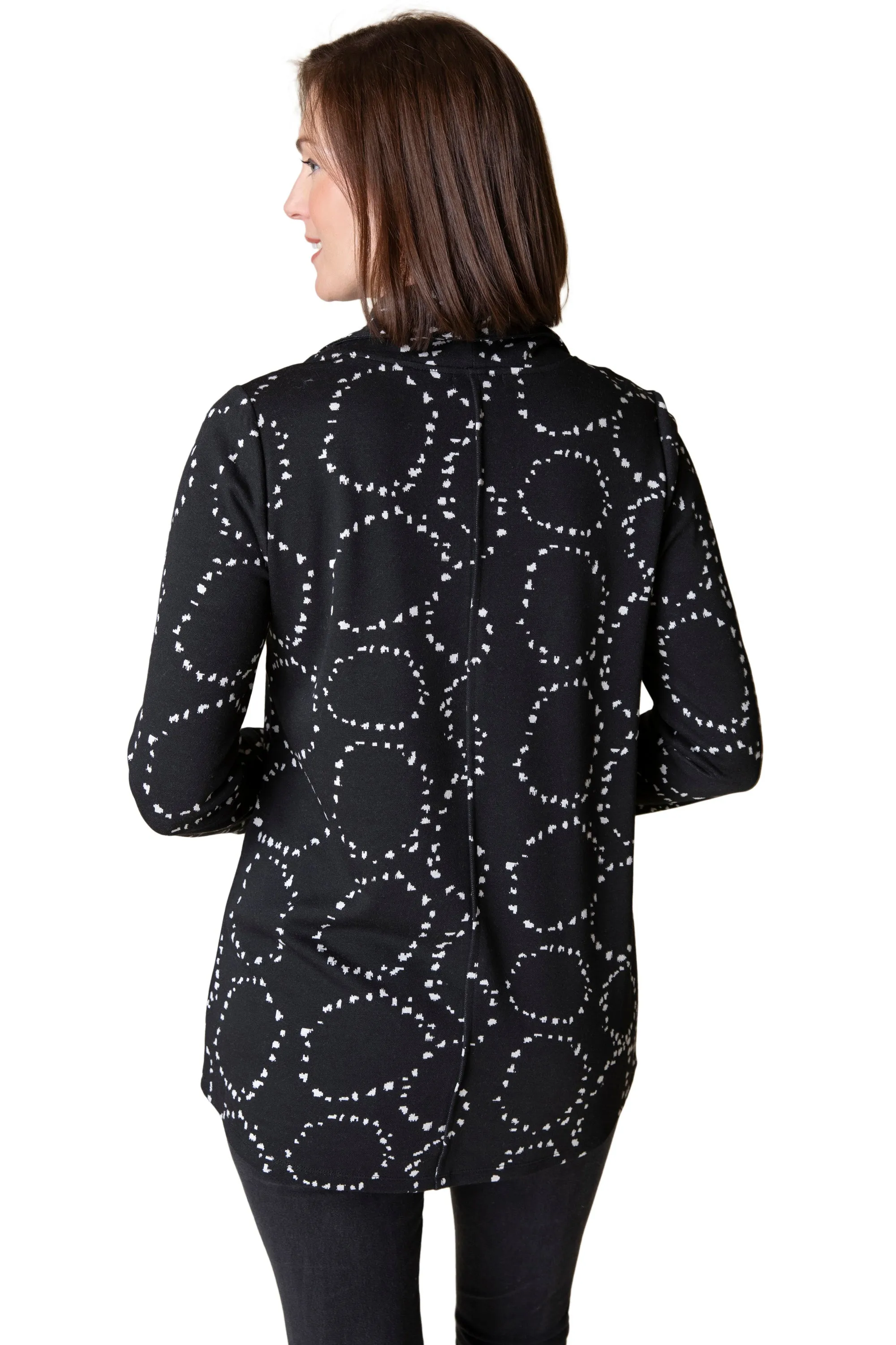 Circle Jacquard Tie Neck Tunic