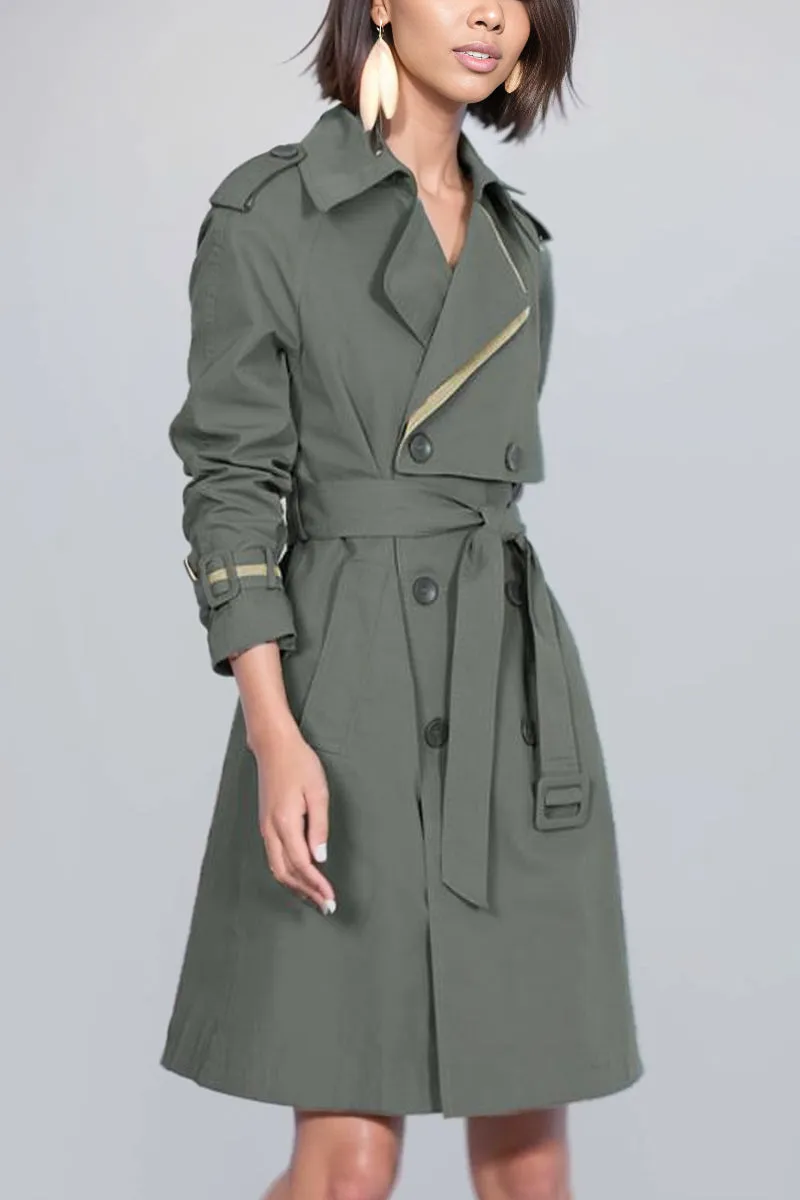 Coat for Women Slim Looking Anti-Aging Elegant Long Sleeve Trench Coat