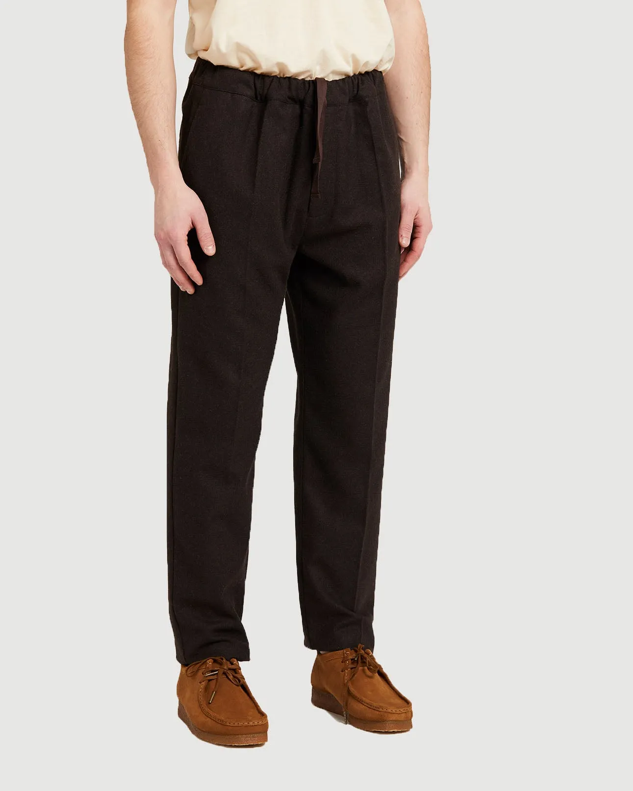 COFFIN WOOL TROUSERS IN BLACK MELANGE