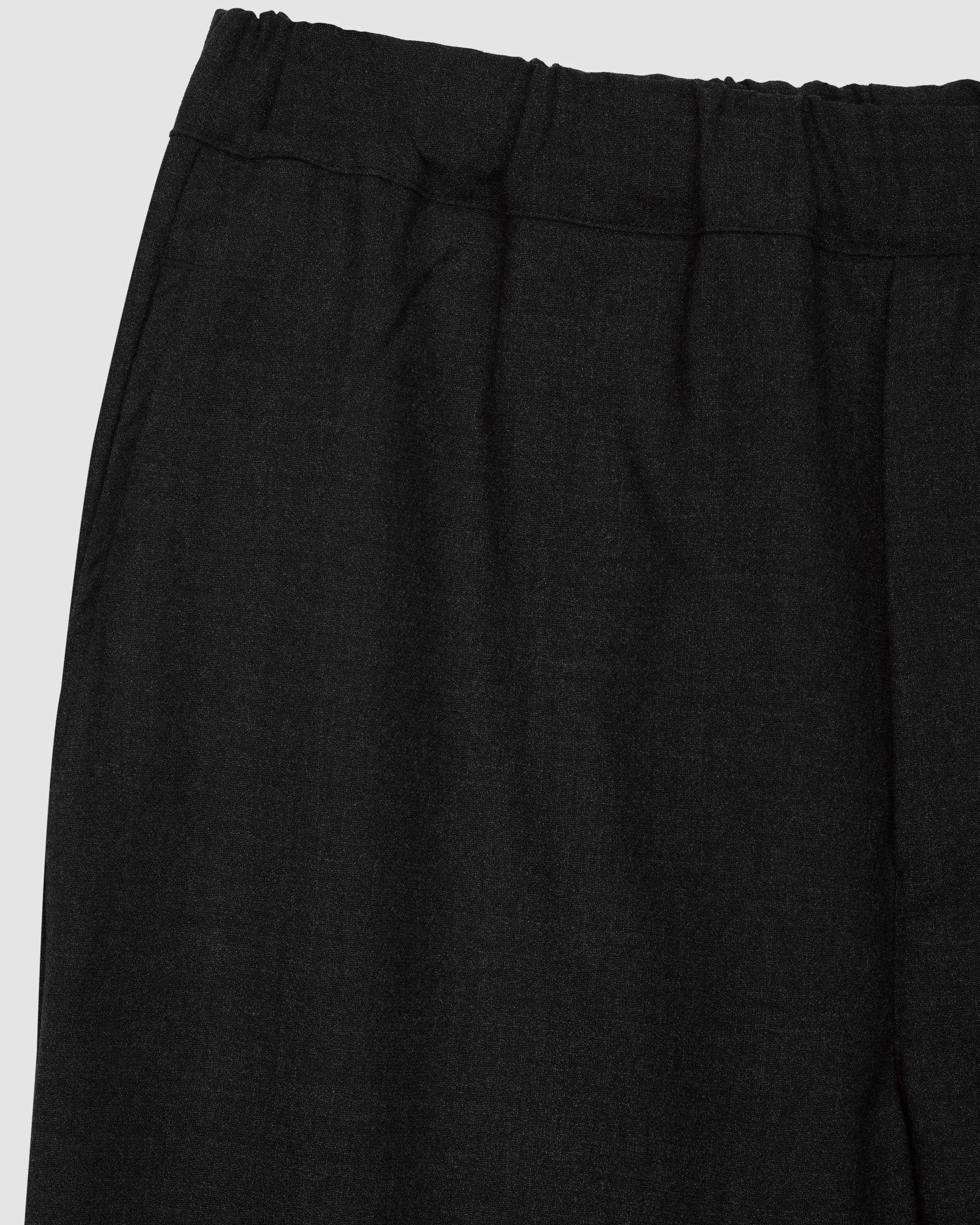 COFFIN WOOL TROUSERS IN BLACK MELANGE