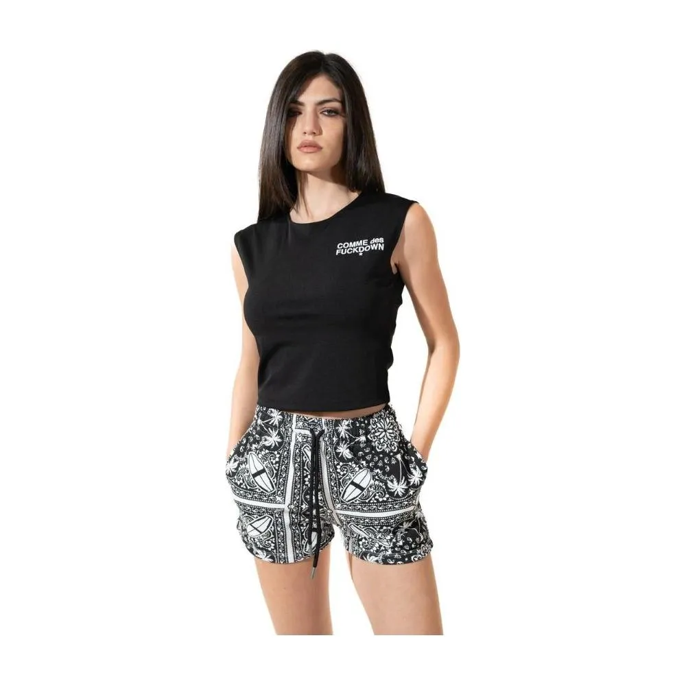 Comme Des Fuckdown Chic Monochrome Palms Cotton Shorts