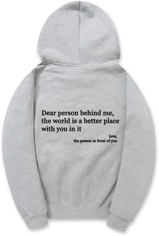 CORIRESHA Teen's You Are Enough Hoodie Dear Person Behind Me Letters Sweatshirt