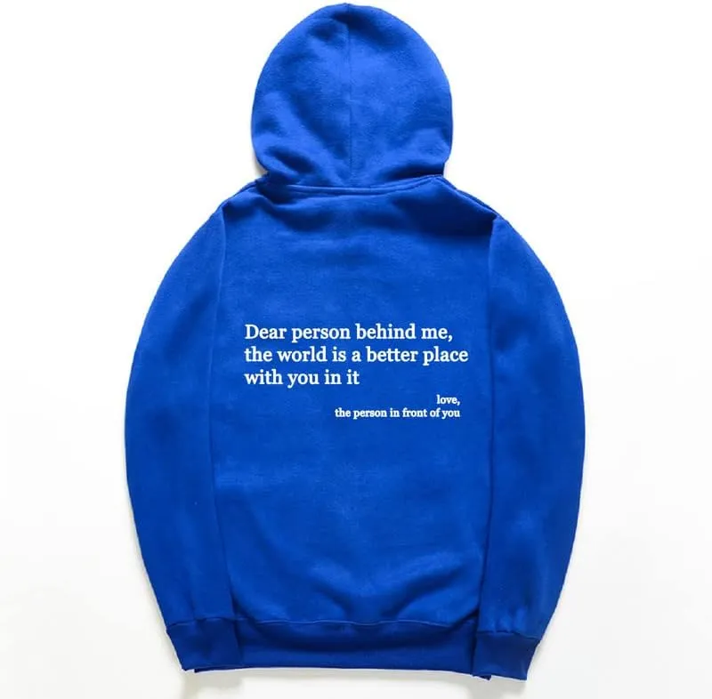 CORIRESHA Teen's You Are Enough Hoodie Dear Person Behind Me Letters Sweatshirt