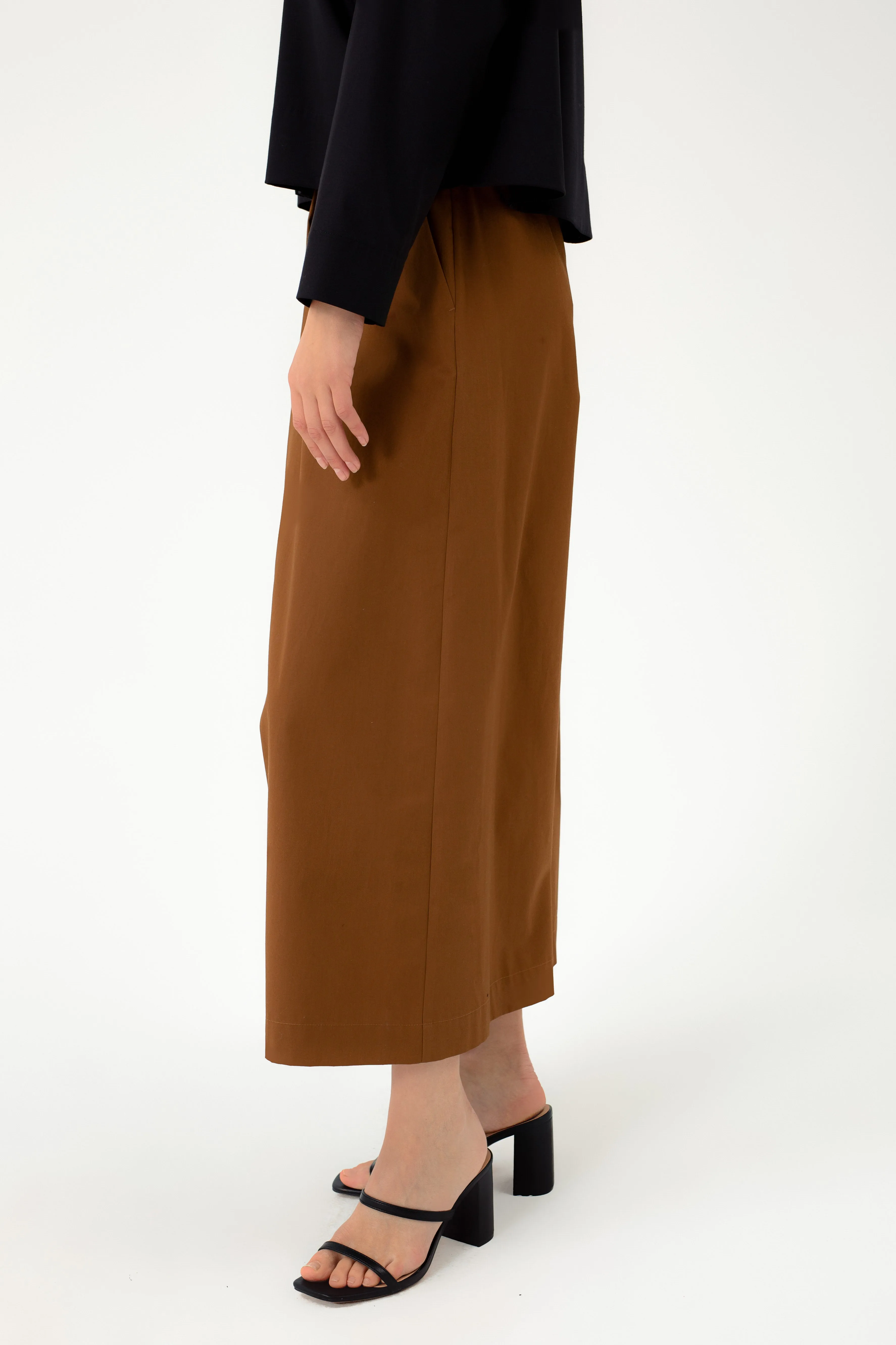 COTTON CULOTTES WITH DEEP PLEAT