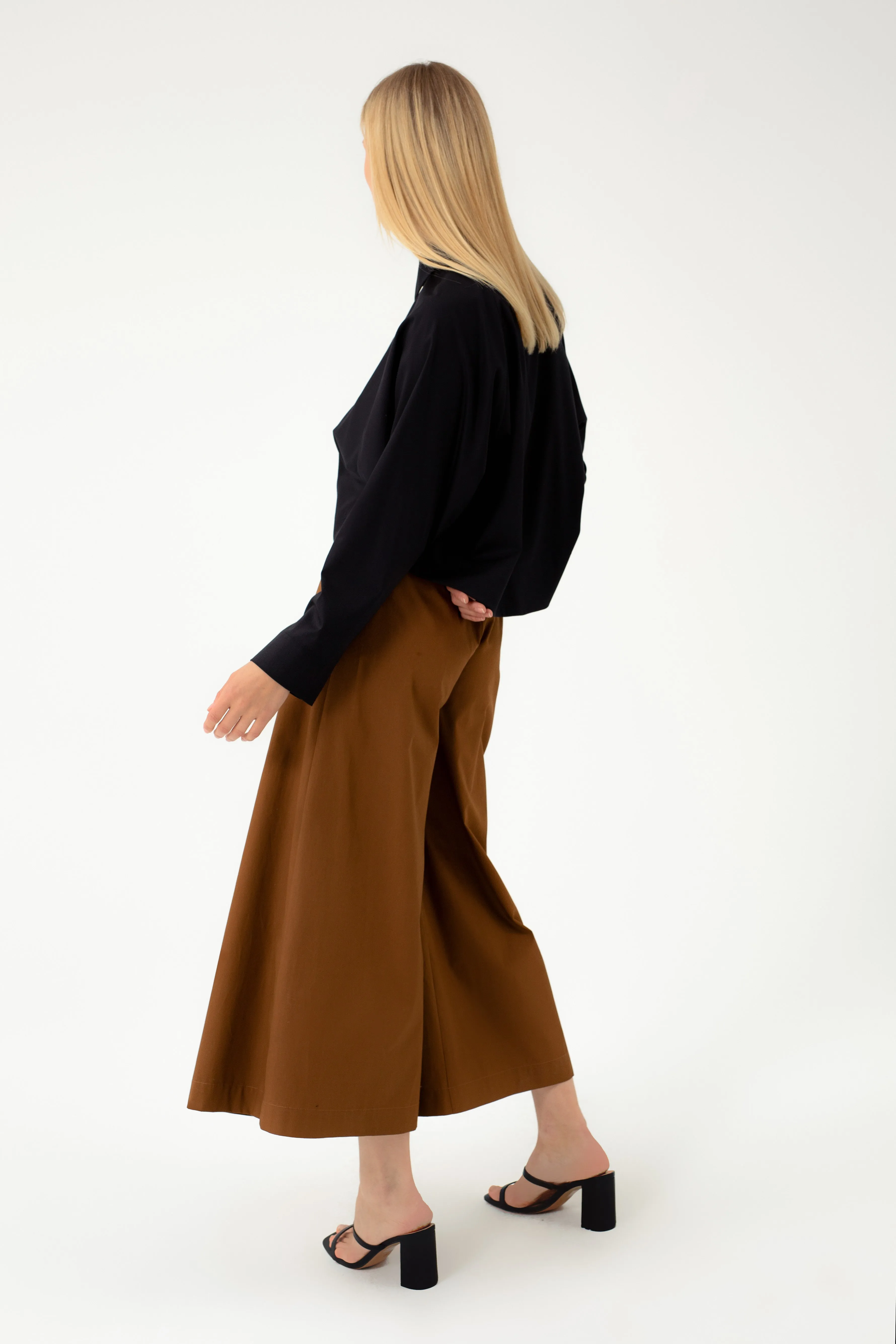 COTTON CULOTTES WITH DEEP PLEAT