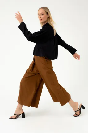 COTTON CULOTTES WITH DEEP PLEAT