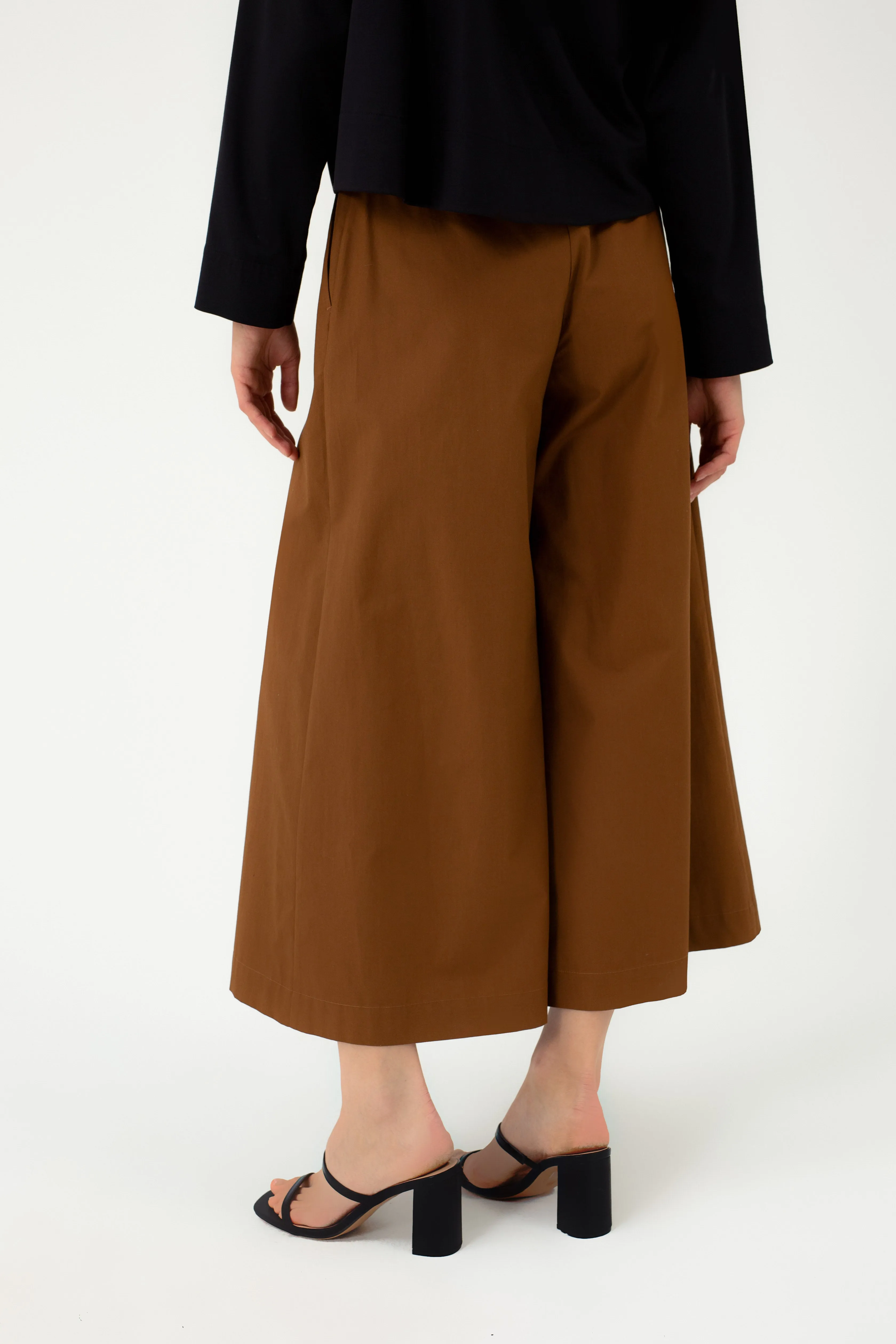 COTTON CULOTTES WITH DEEP PLEAT