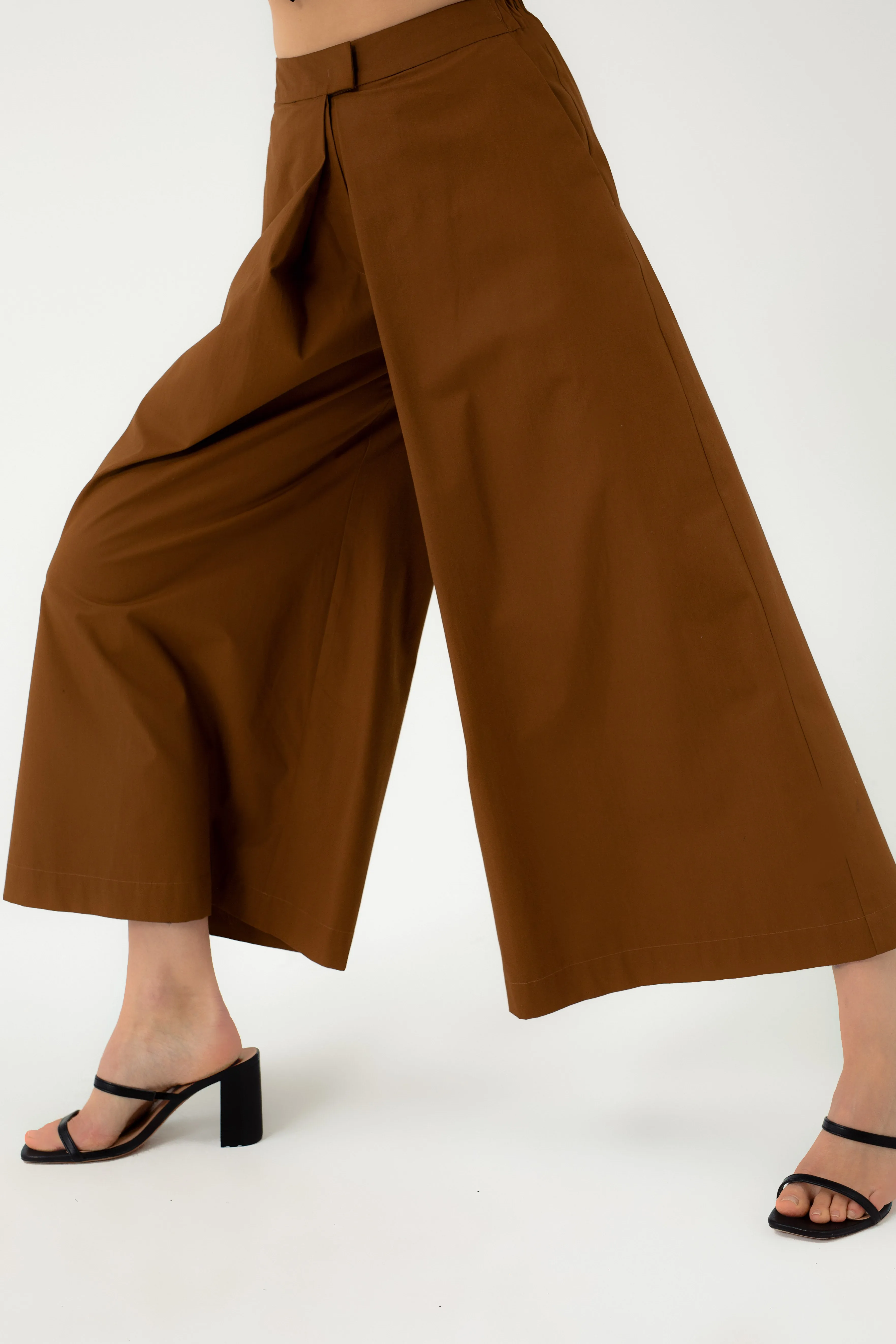 COTTON CULOTTES WITH DEEP PLEAT