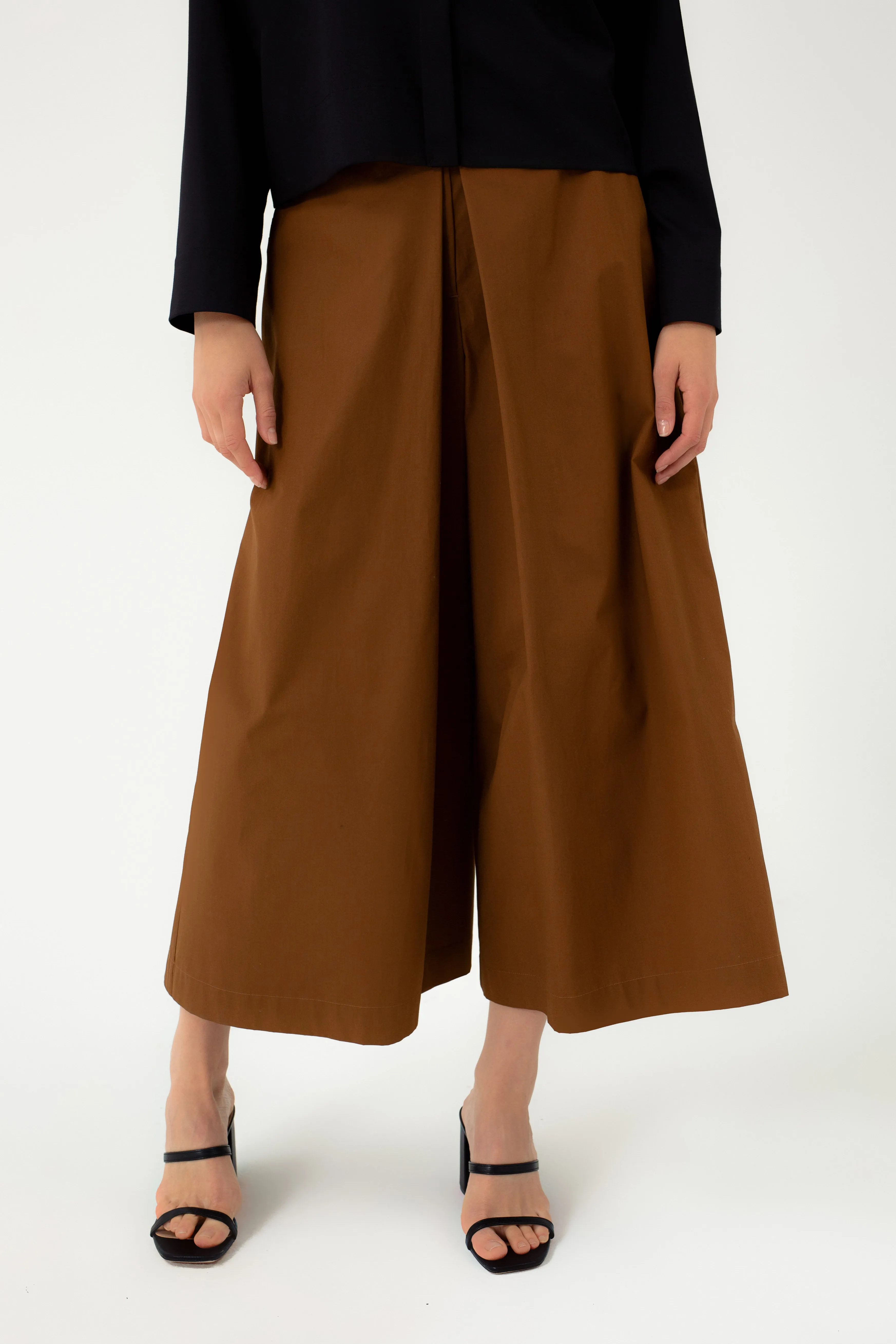 COTTON CULOTTES WITH DEEP PLEAT