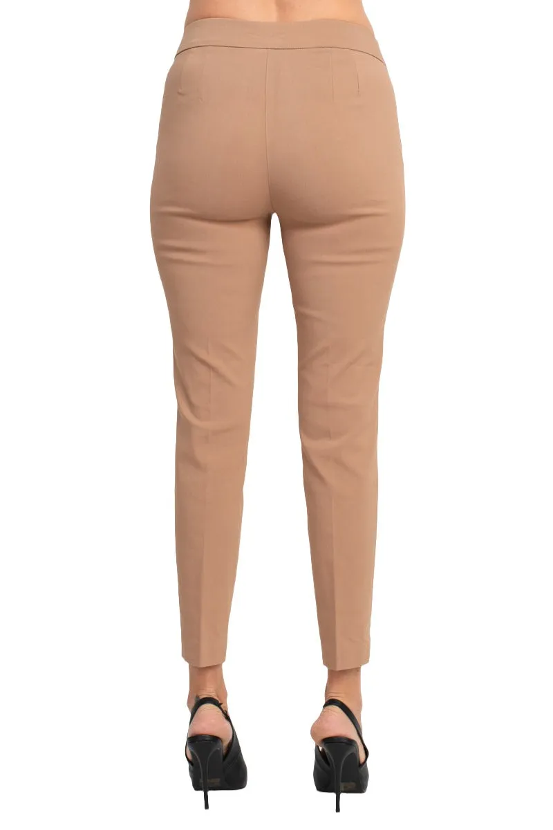 Counterparts Banded Mid Waist Slim Leg Stretch Crepe Pant