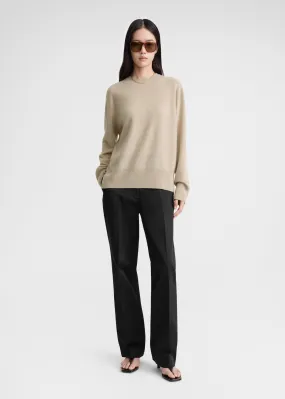 Crew-neck cashmere knit fawn