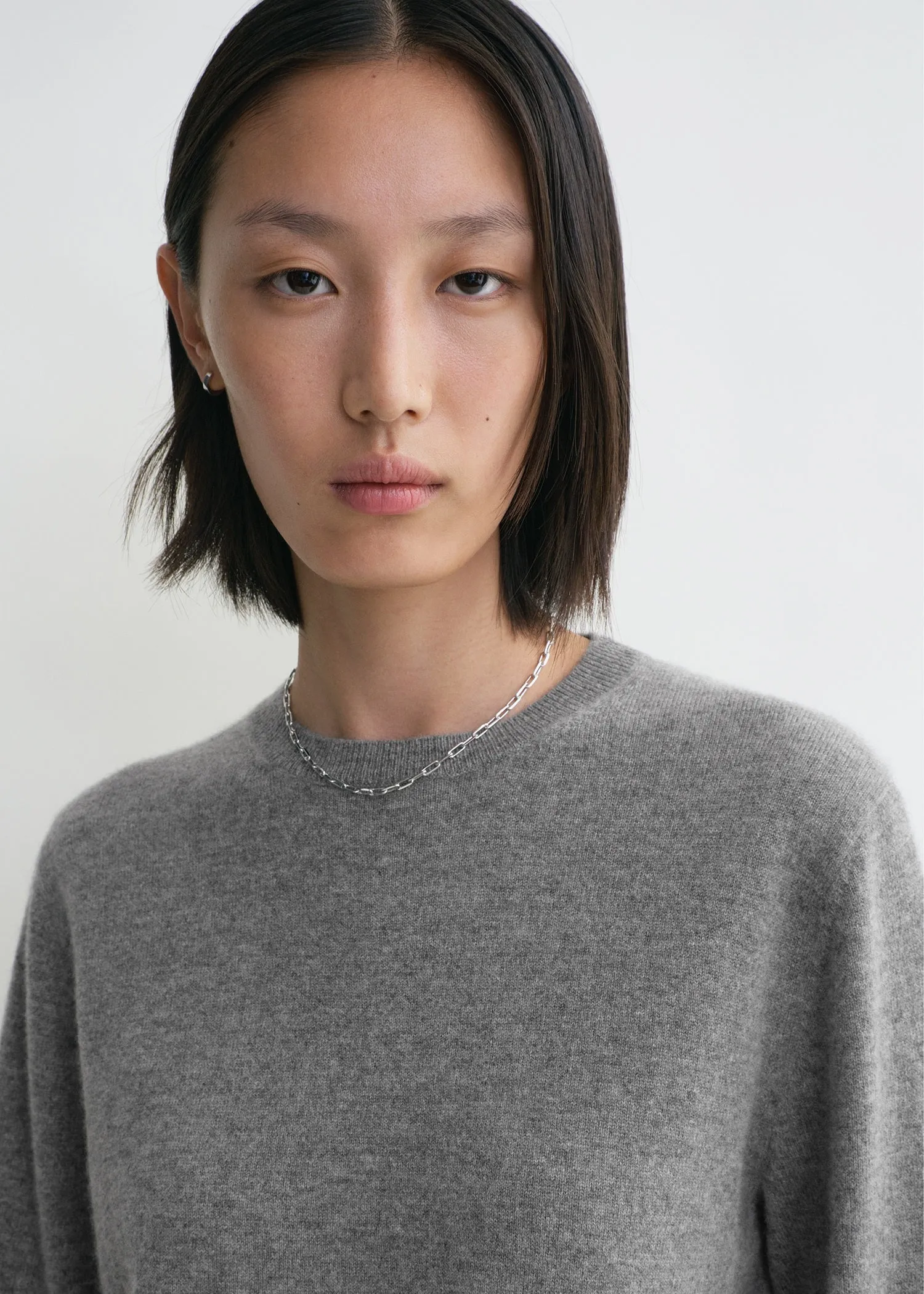 Crew-neck cashmere knit grey